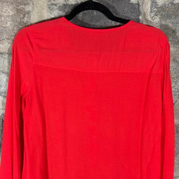 J. Crew Tunic Top Woman's XS Orange Long Sleeve Lightweight Vacation Coastal - Picture 6 of 13